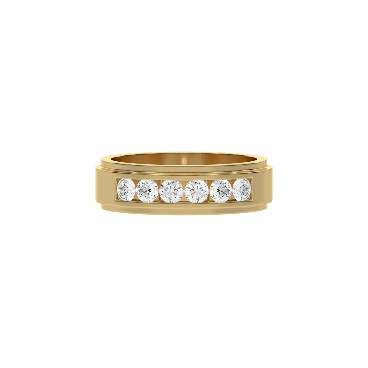 14K Yellow Gold Mens Channel Set Diamond Ring
