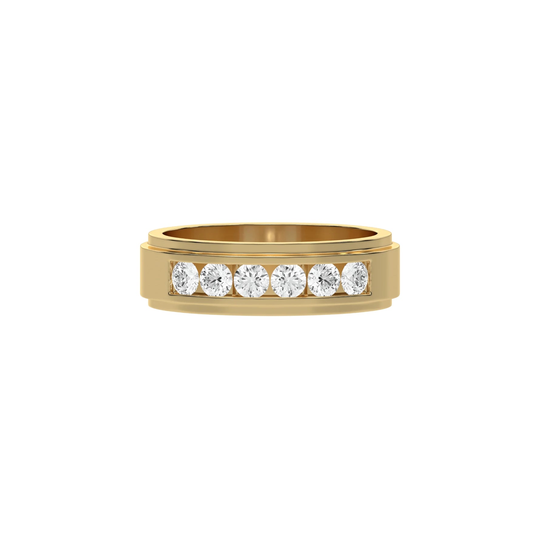 14K Yellow Gold Mens Channel Set Diamond Ring