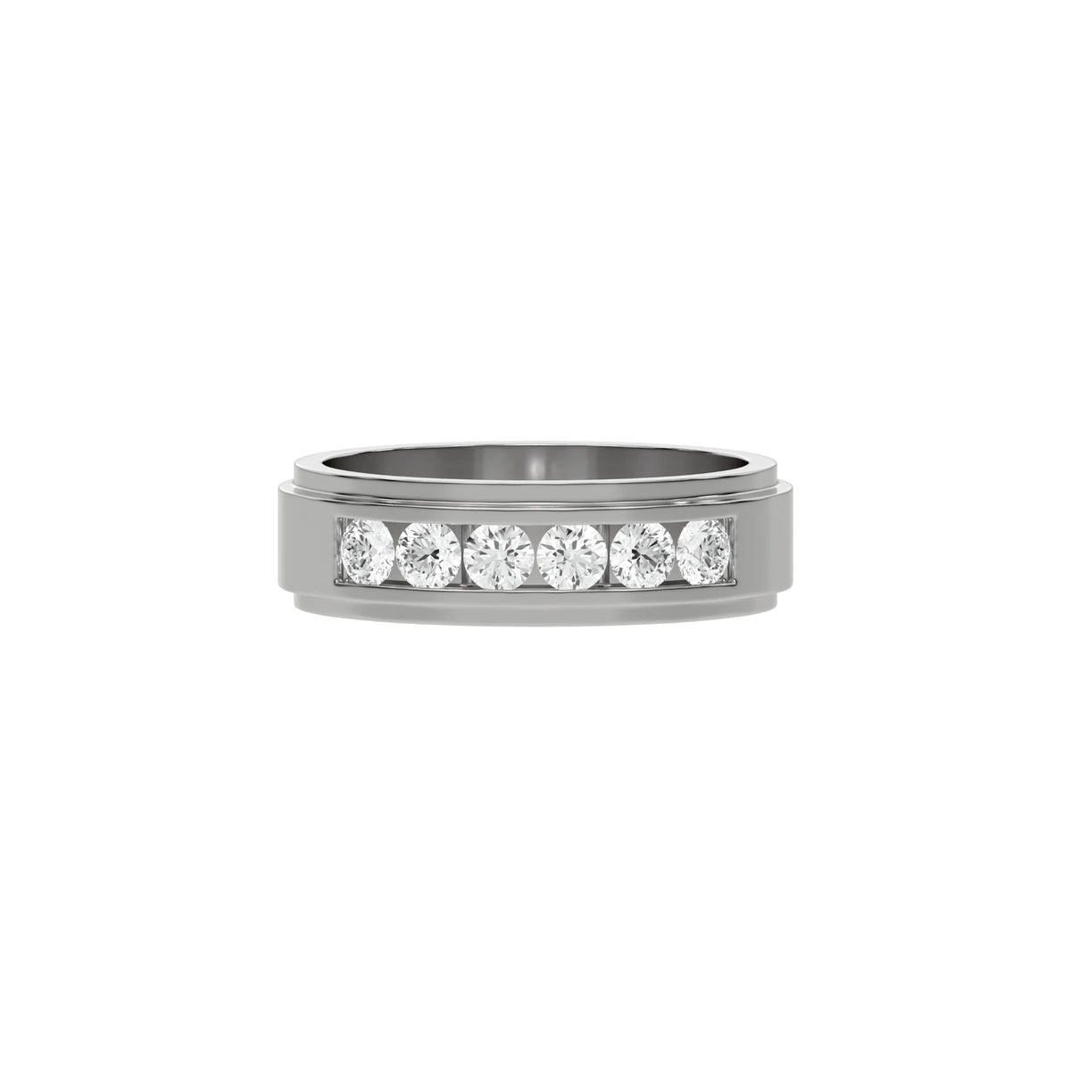14K White Gold Mens Channel Set Diamond Ring