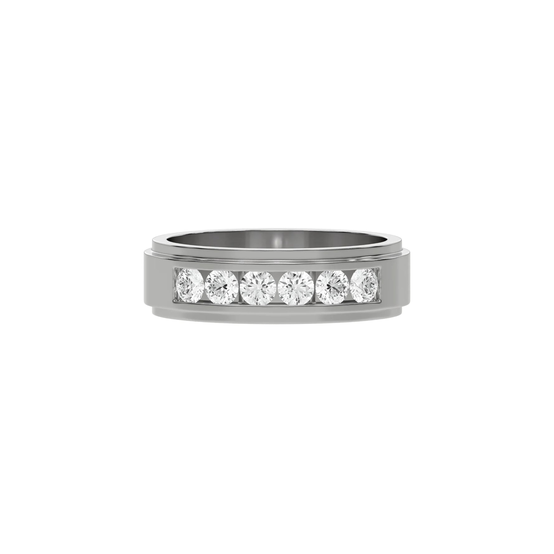 14K White Gold Mens Channel Set Diamond Ring