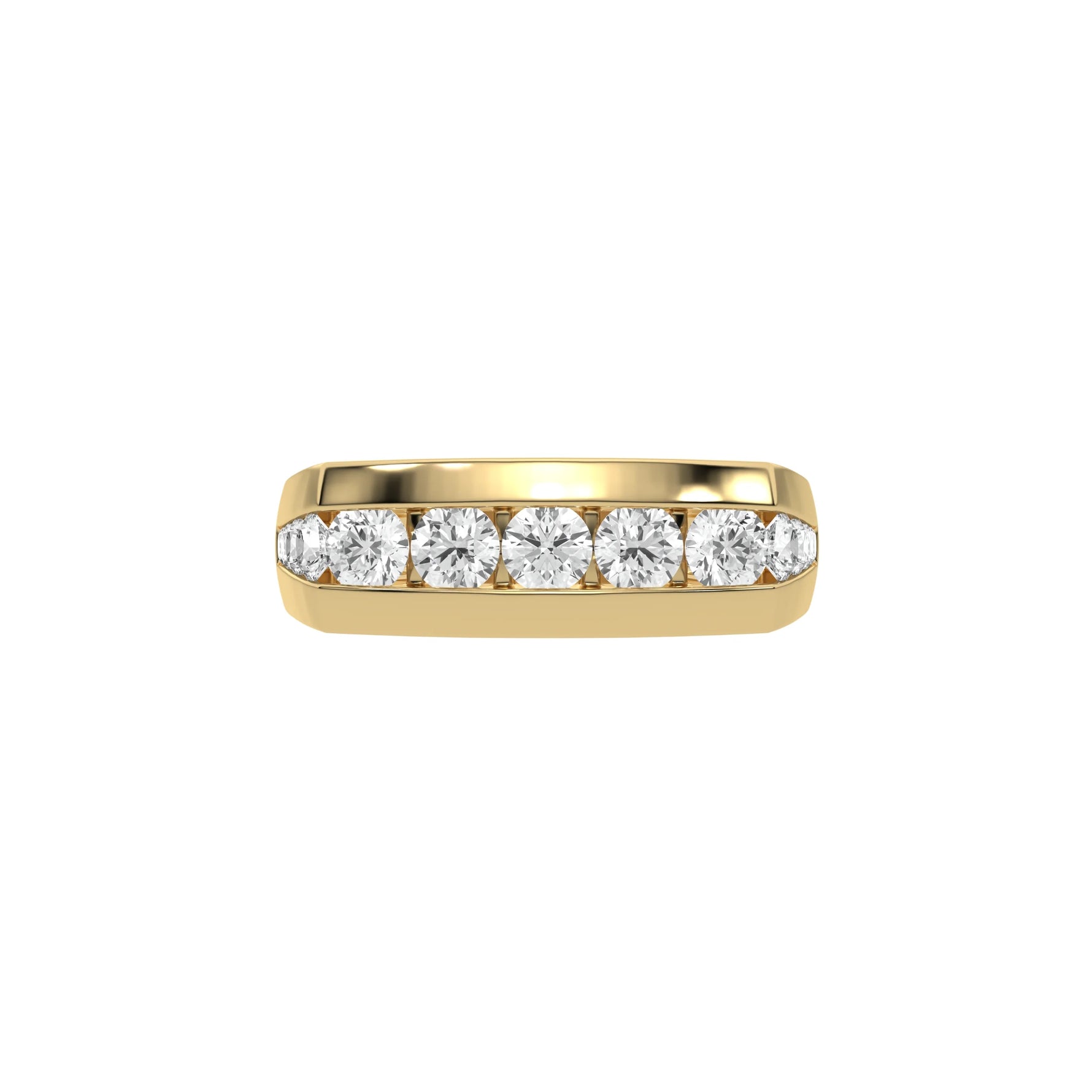 14K Yellow Gold Mens Channel Set Wedding Ring 