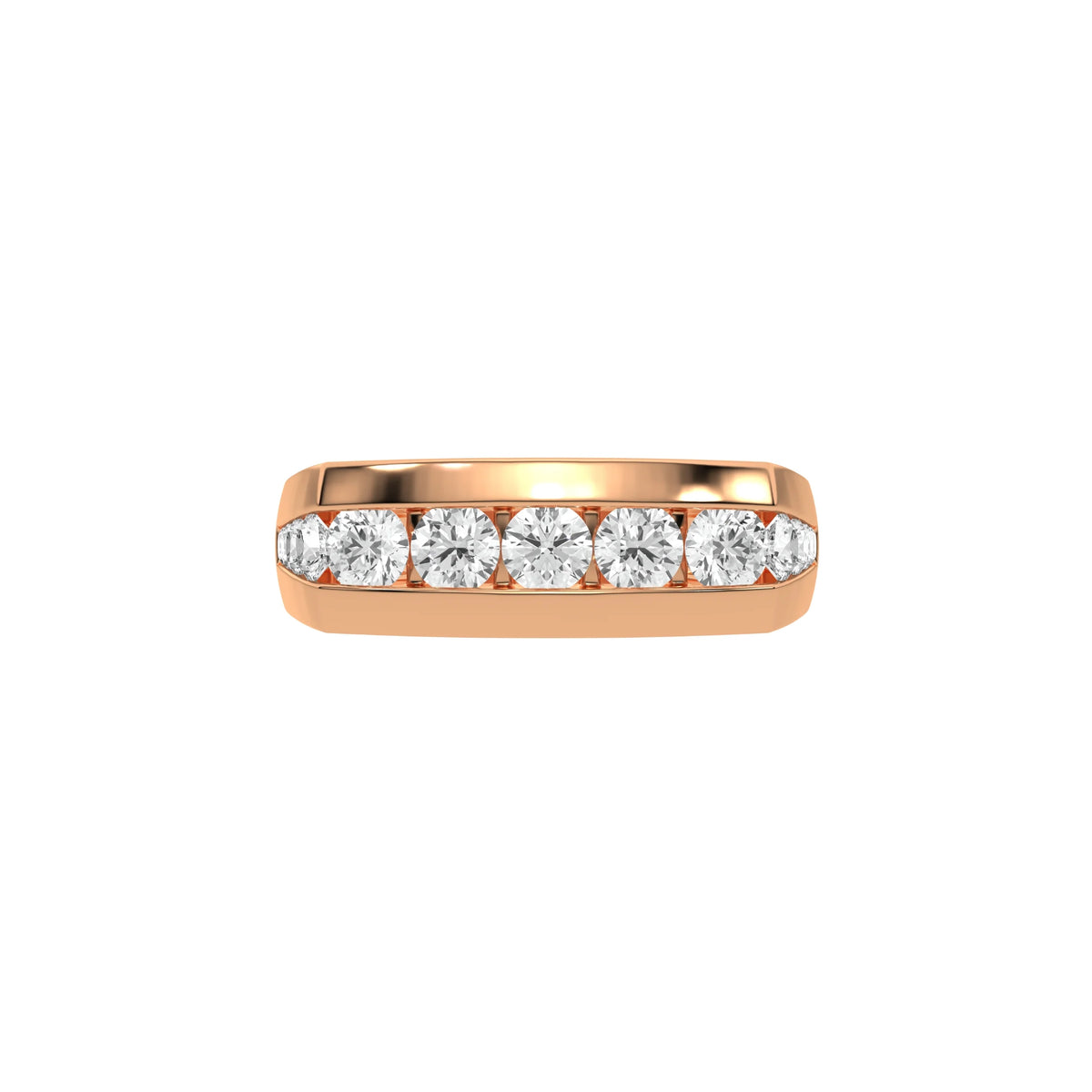 14K Rose  Gold Mens Channel Set Wedding Ring 