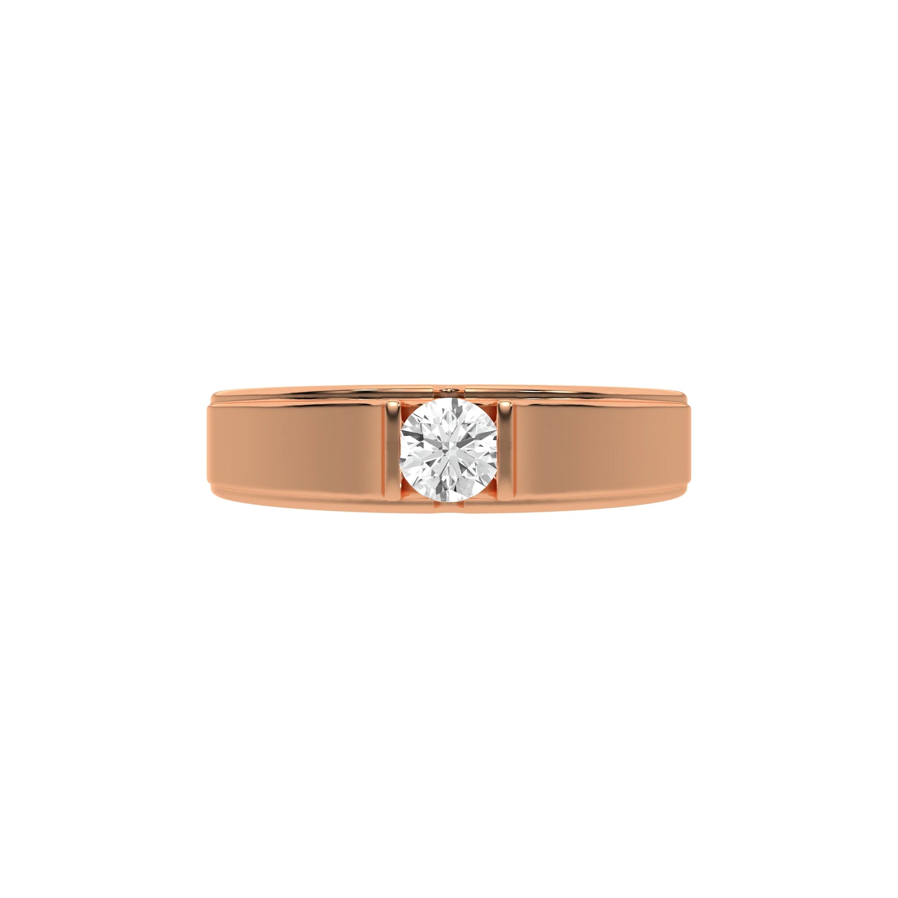 14K Rose Gold Round Diamond Tension Set Mens Ring 