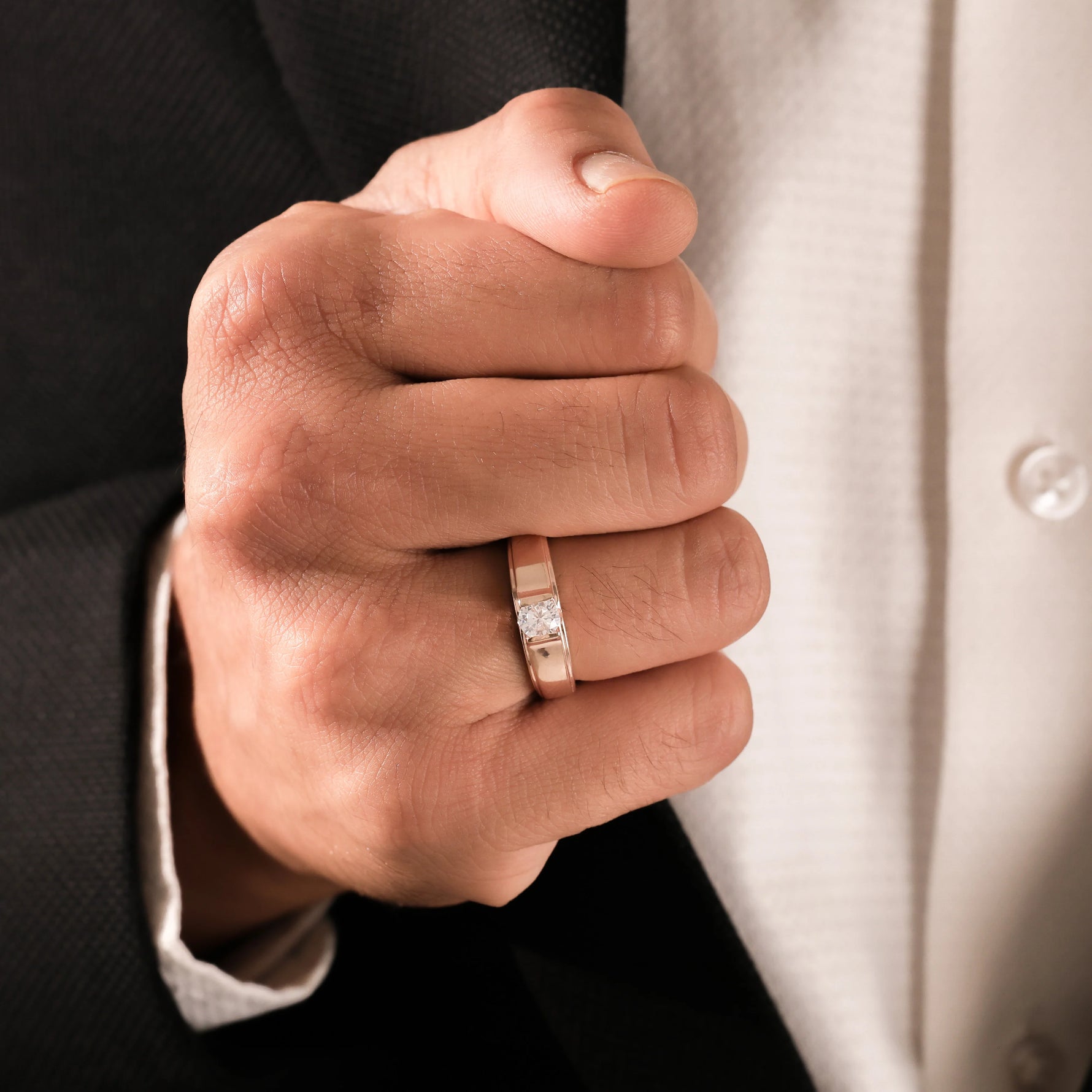 Round Diamond Tension Set Ring