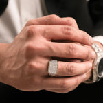 Mens Round Diamond Signet Ring 