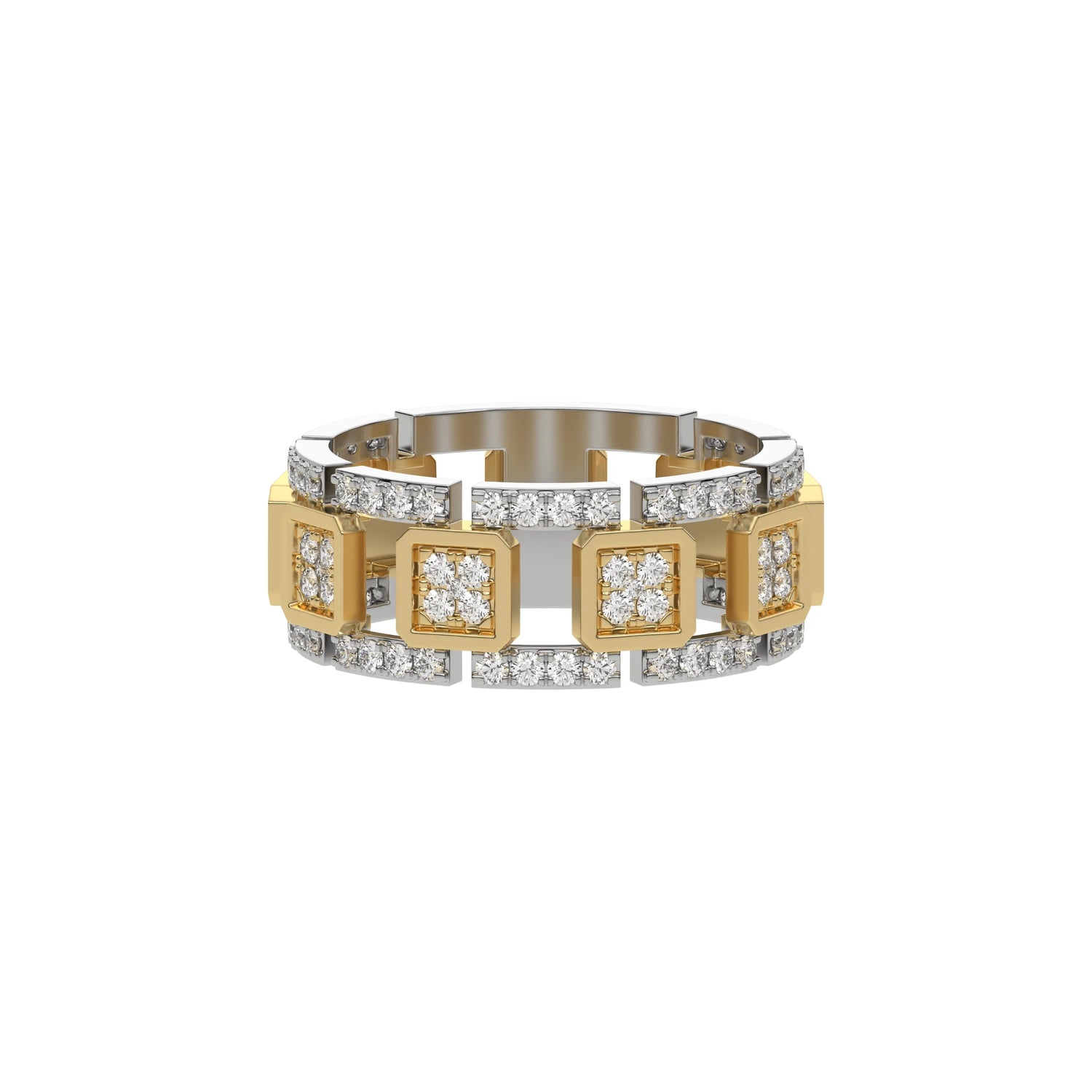 14K Yellow Gold Mens Round Diamond Eternity Ring 