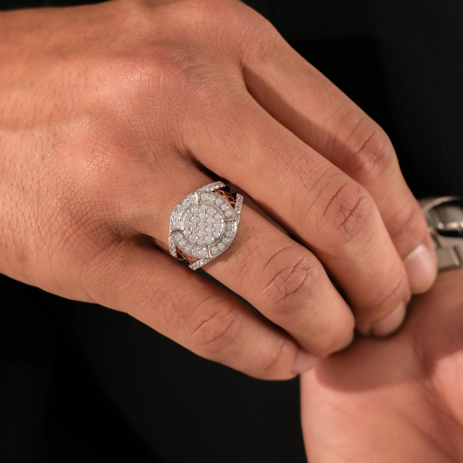 Mens Round Diamond Ring 