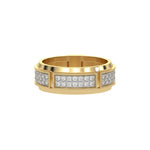 14K Yellow Gold Mens Two Row Diamond Ring  