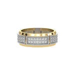 18K Yellow Gold Mens Two Row Diamond Ring  