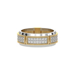 18K White Gold Mens Two Row Diamond Ring  