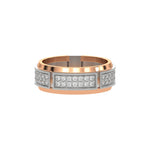 14K Rose Gold Mens Two Row Diamond Ring  