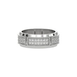 14K White Gold Mens Two Row Diamond Ring 