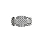 14K White Gold Two Tone Cross Round Diamond Mens Ring
