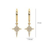 18k yellow gold natural round diamond star hoop earrings