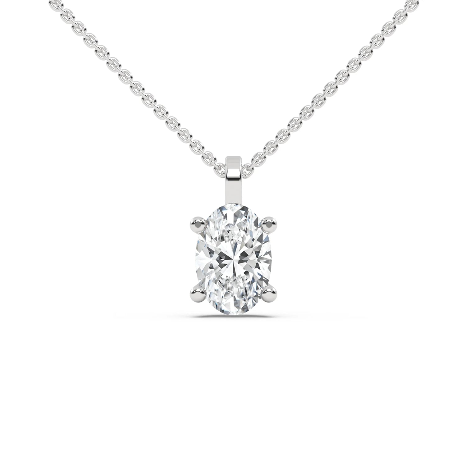 white gold Oval solitaire necklace 