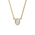 14K Yellow Gold Oval Solitaire Diamond Necklace