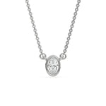 18K White Gold Oval Solitaire Diamond Necklace