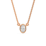 18K Rose Gold Oval Solitaire Diamond Necklace