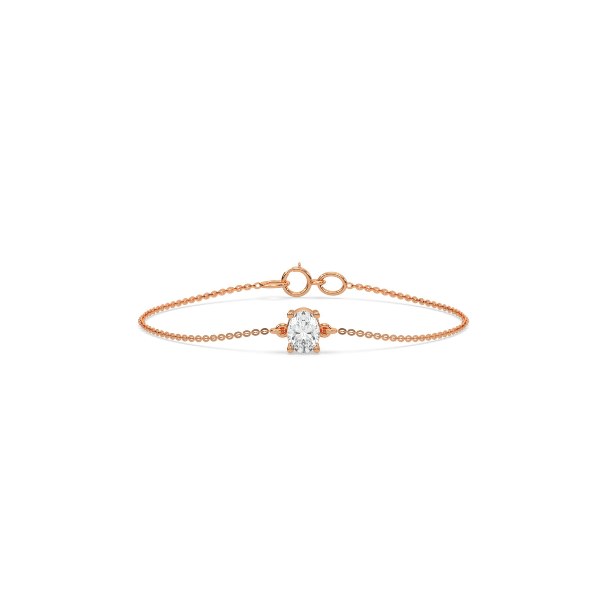 18K Rose Gold Oval Solitaire Diamond Bracelet