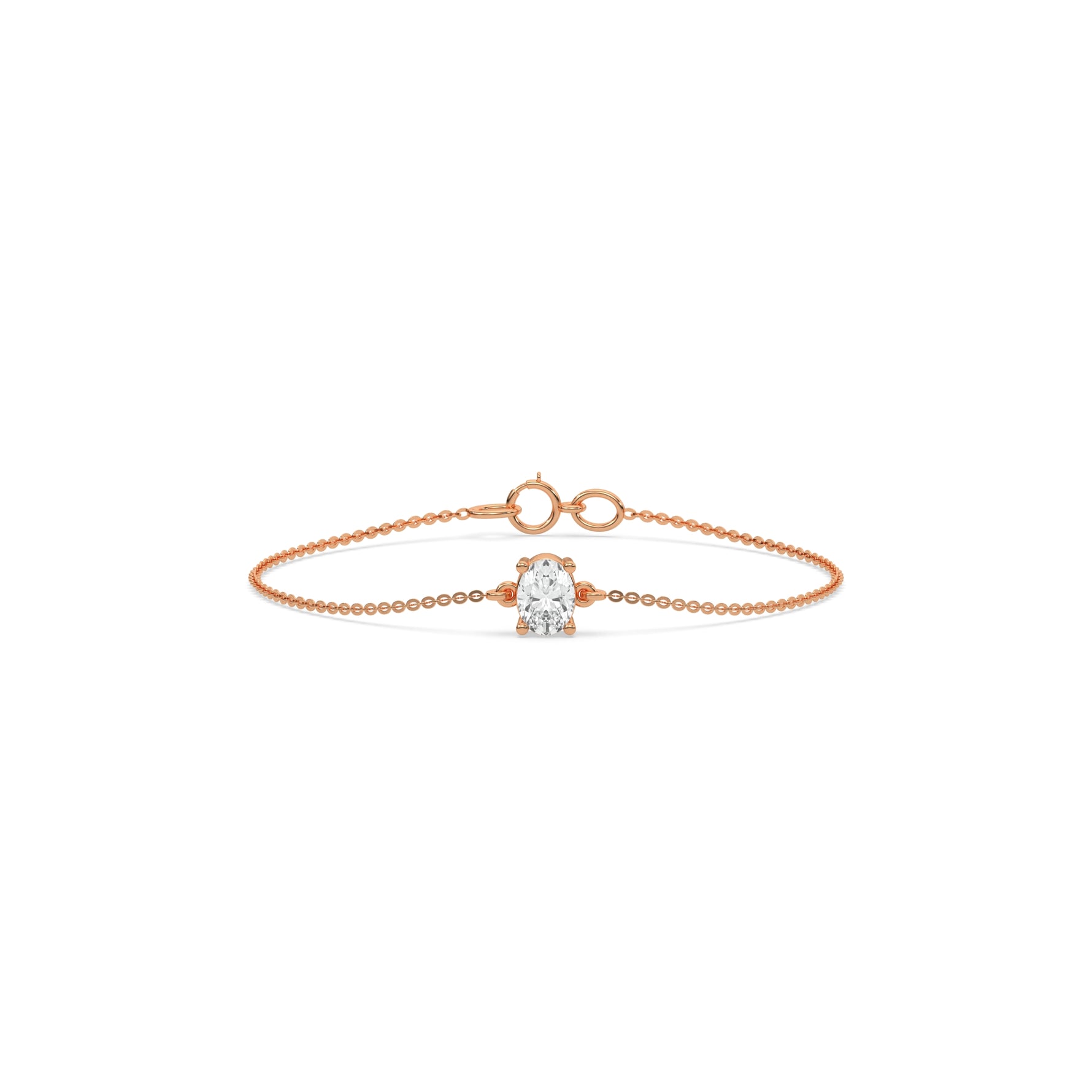 18K Rose Gold Oval Solitaire Diamond Bracelet