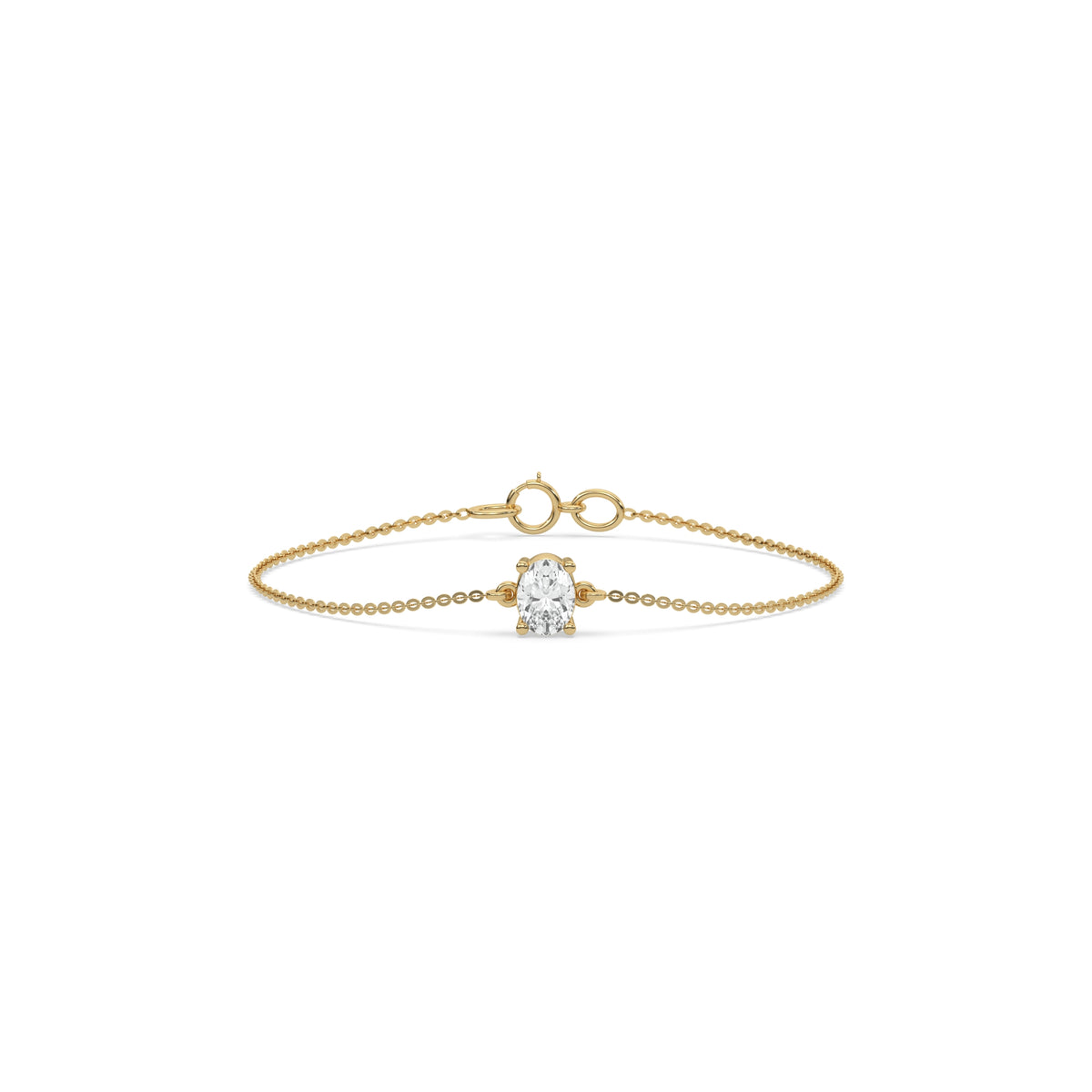 14K Yellow Gold Oval Solitaire Diamond Bracelet