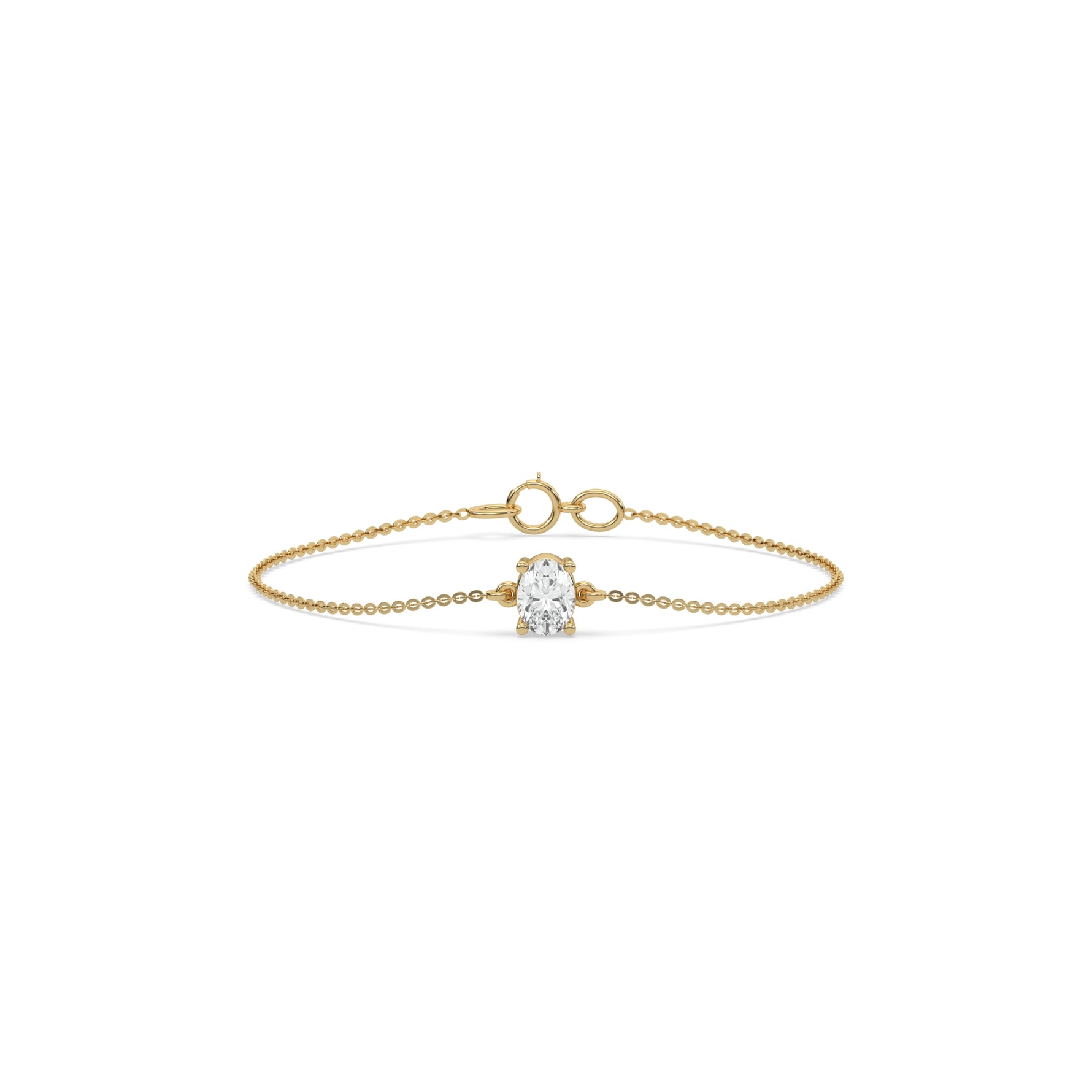14K Yellow Gold Oval Solitaire Diamond Bracelet