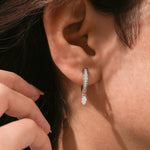 Oval & Round Diamond Hoops Earring 