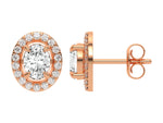1.5 CT 18k rose gold Oval cut Diamond Halo stud Earrings set in a four prong setting