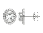 1 CT 10k white gold Oval cut Diamond Halo stud Earrings set in a four prong setting