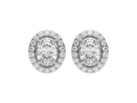 18k White  gold Oval cut Diamond Halo stud Earrings set in a four prong setting