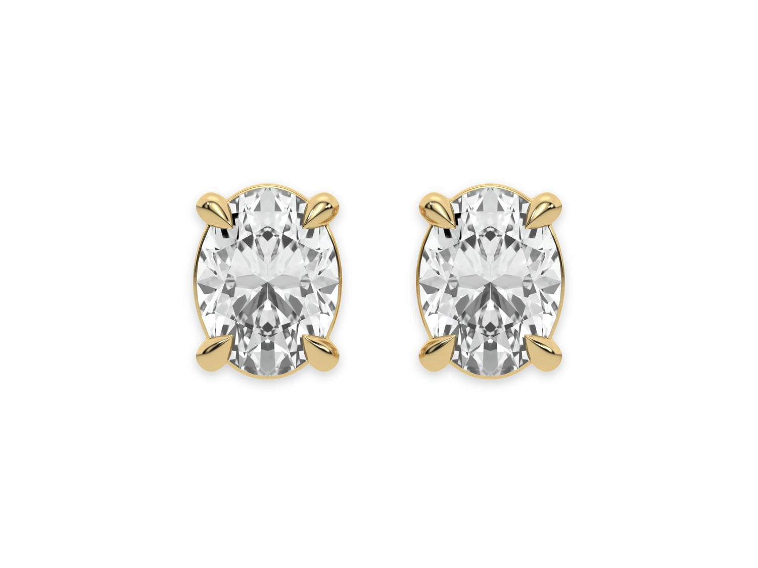 18k white gold oval cut diamond stud earrings set in a four prong setting.
