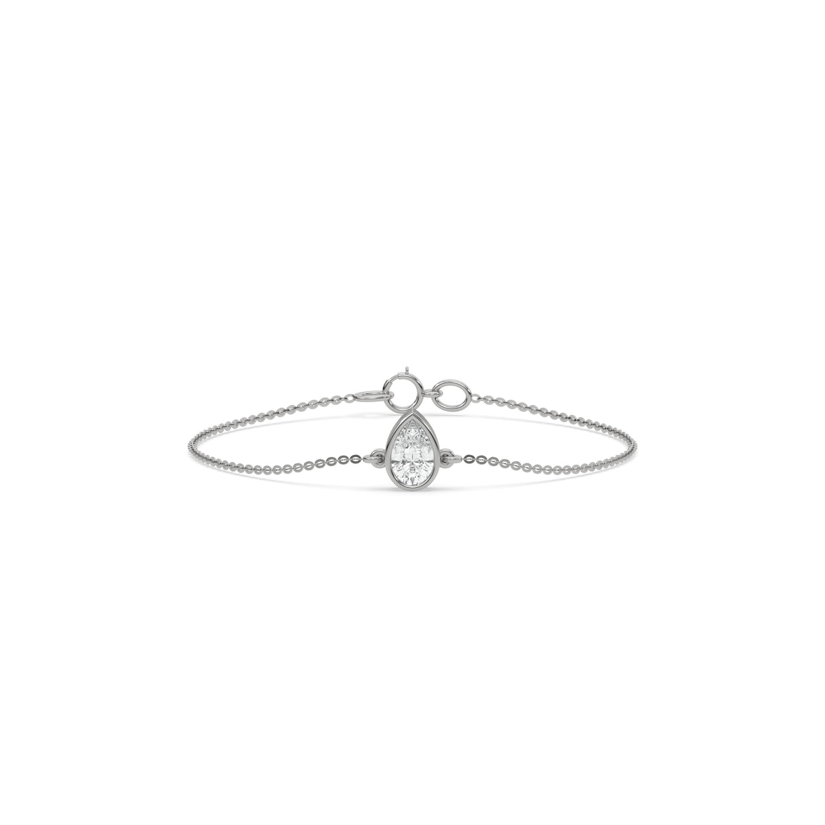 18K White Gold 3 CT Pear Solitaire Diamond Bracelet 