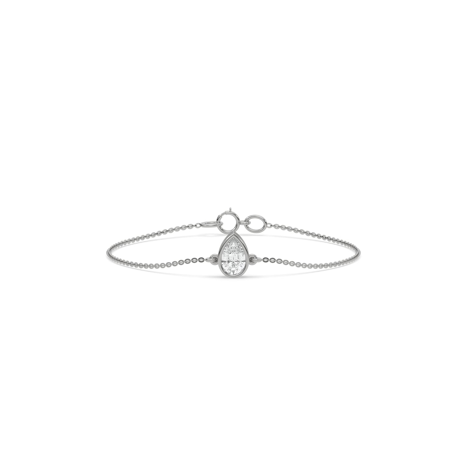 18K White Gold 3 CT Pear Solitaire Diamond Bracelet 