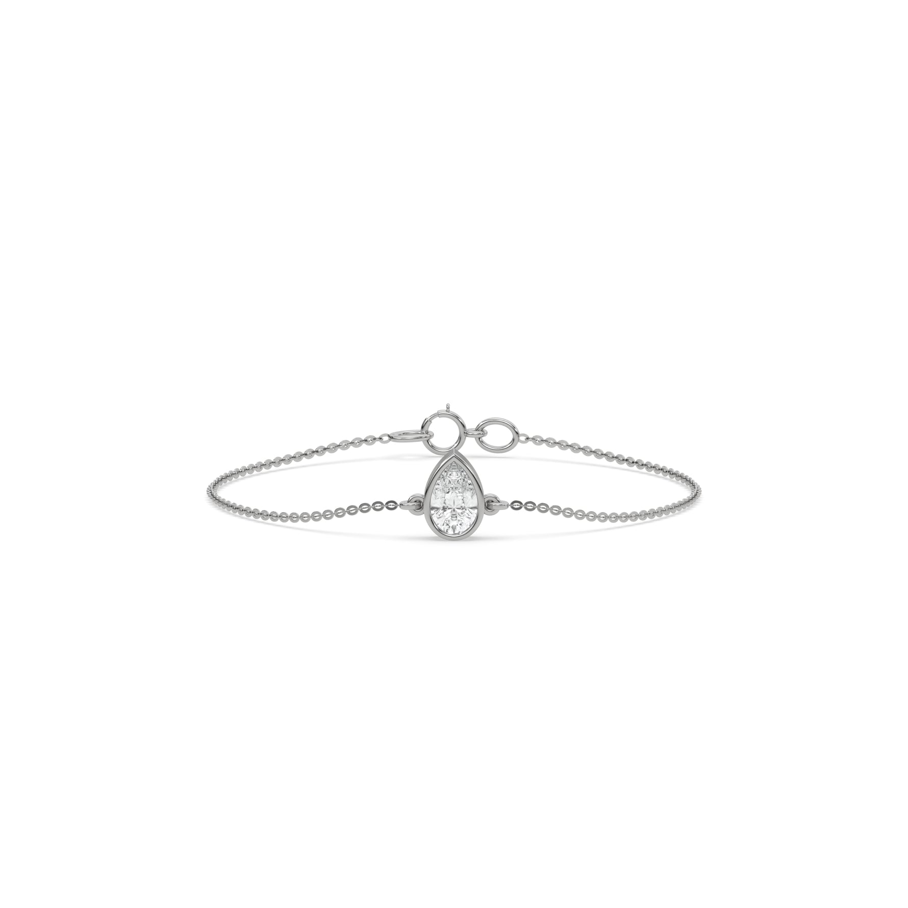 18K White Gold 3 CT Pear Solitaire Diamond Bracelet 