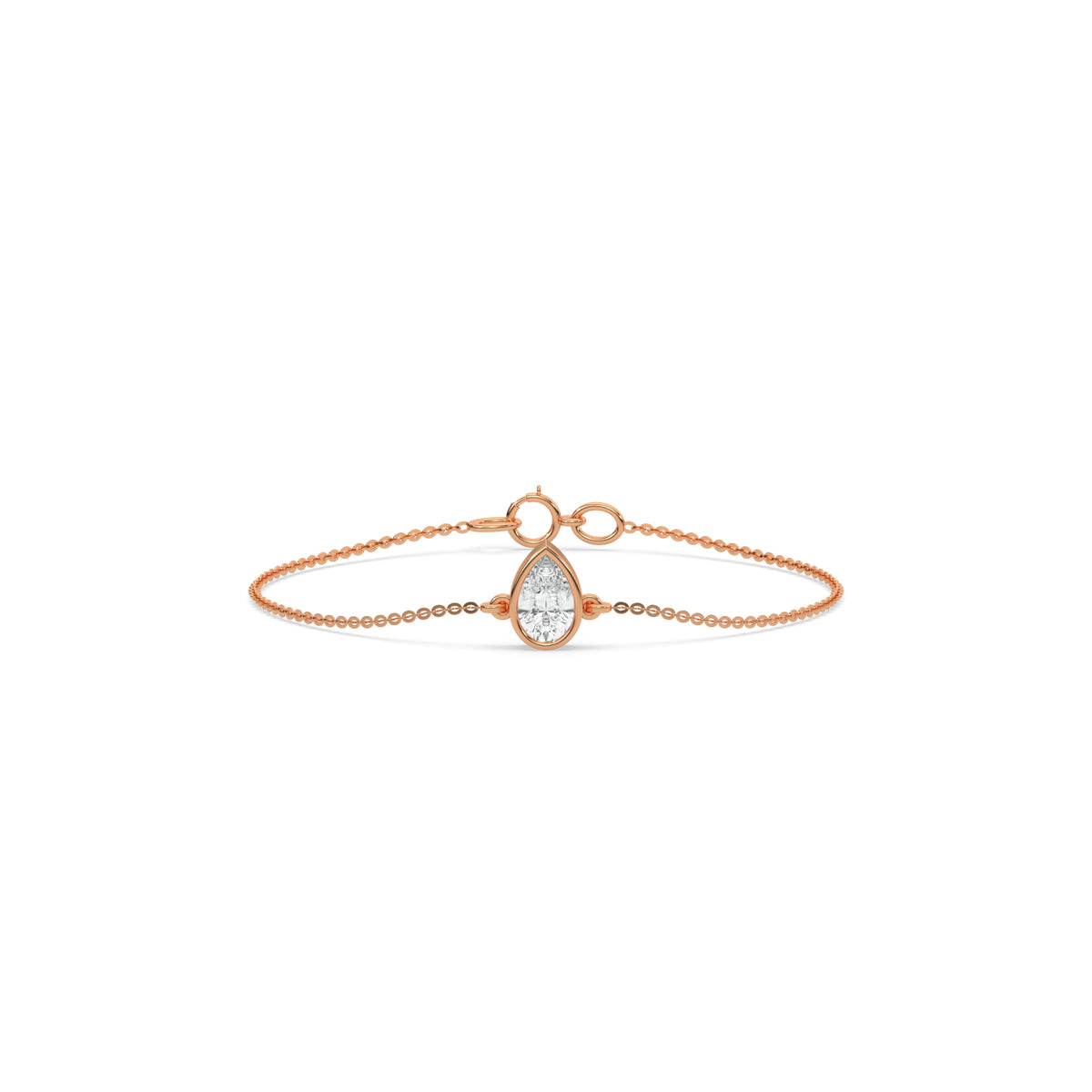 18K Rose Gold 3 CT Pear Solitaire Diamond Bracelet 