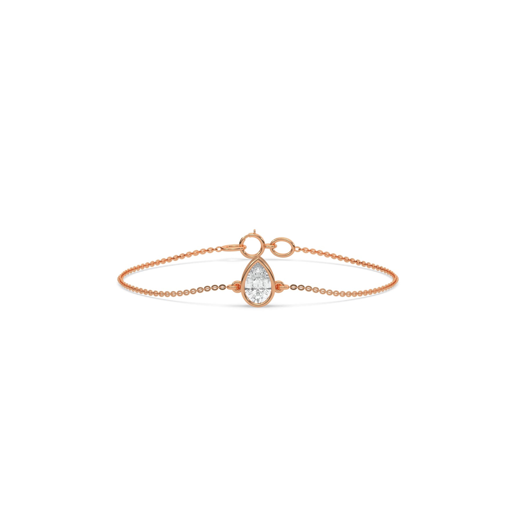 18K Rose Gold 3 CT Pear Solitaire Diamond Bracelet 