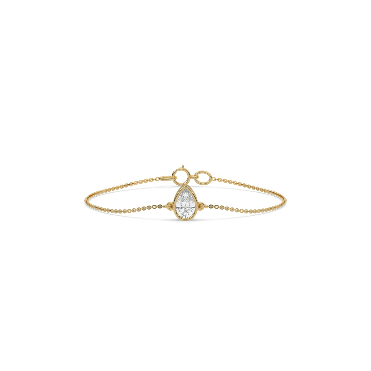 18K Yellow Gold 3 CT Pear Solitaire Diamond Bracelet 