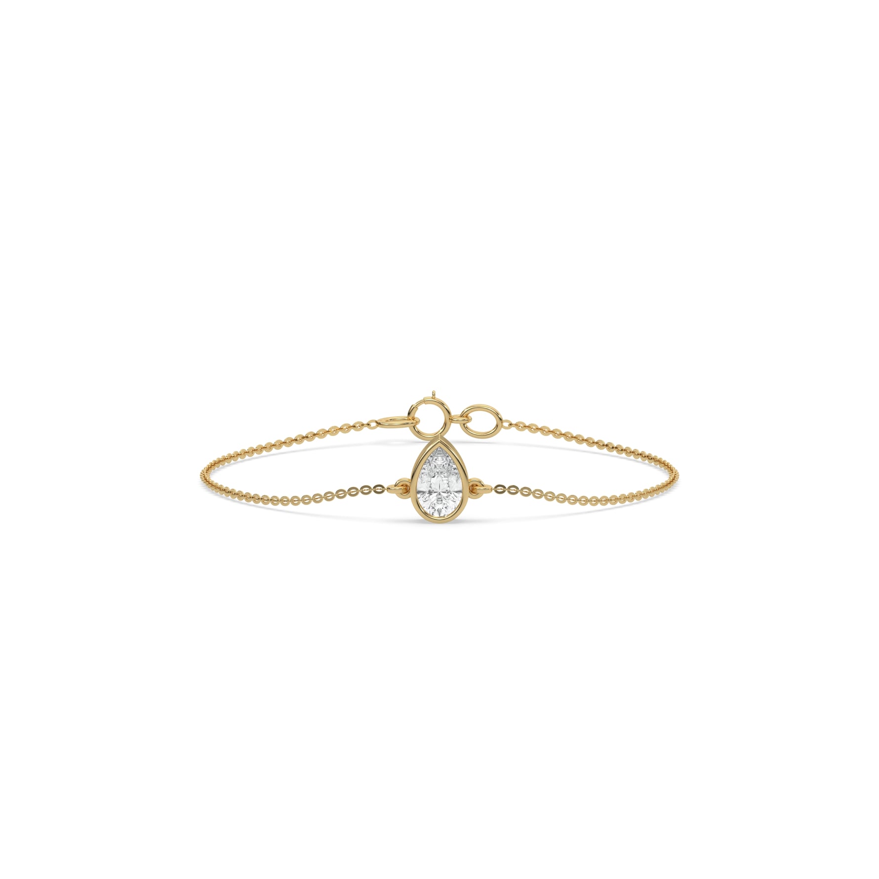 18K Yellow Gold 3 CT Pear Solitaire Diamond Bracelet 