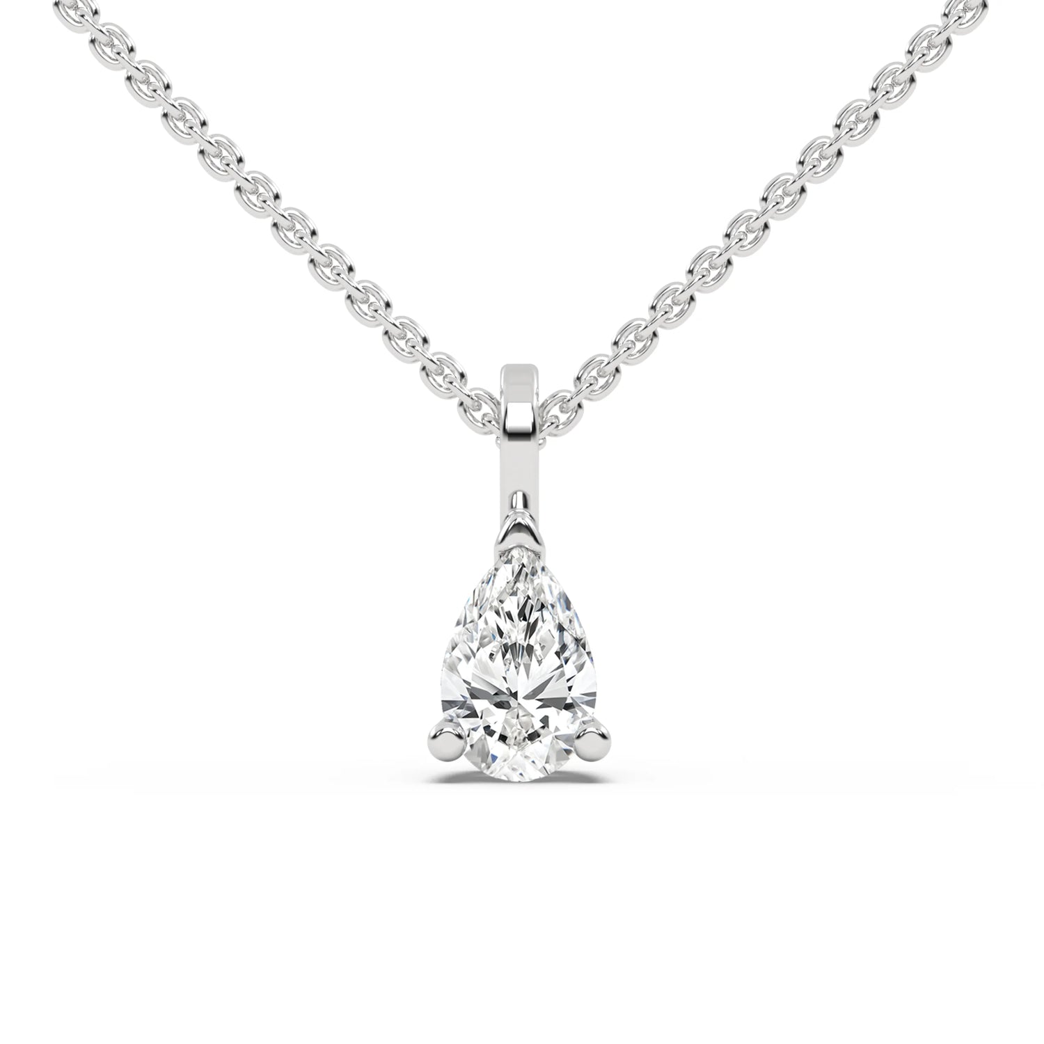 14K White Gold Pear Diamond Necklace