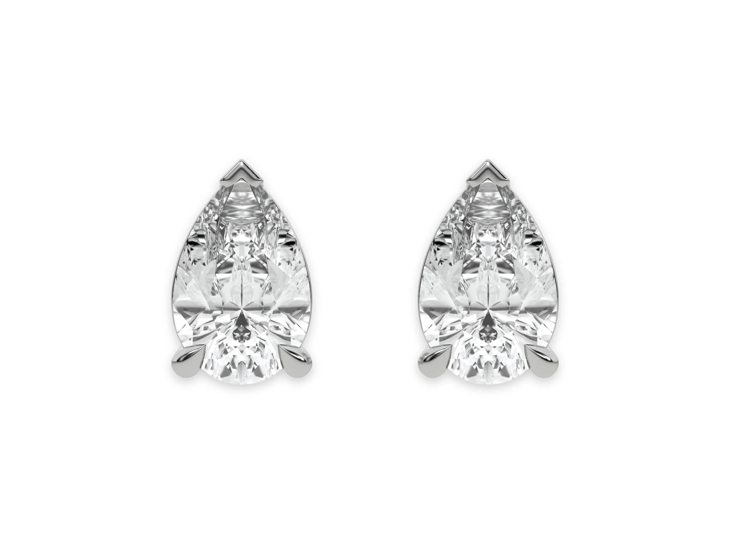 18k white gold Pear Diamond Earrings set in a four prong setting
