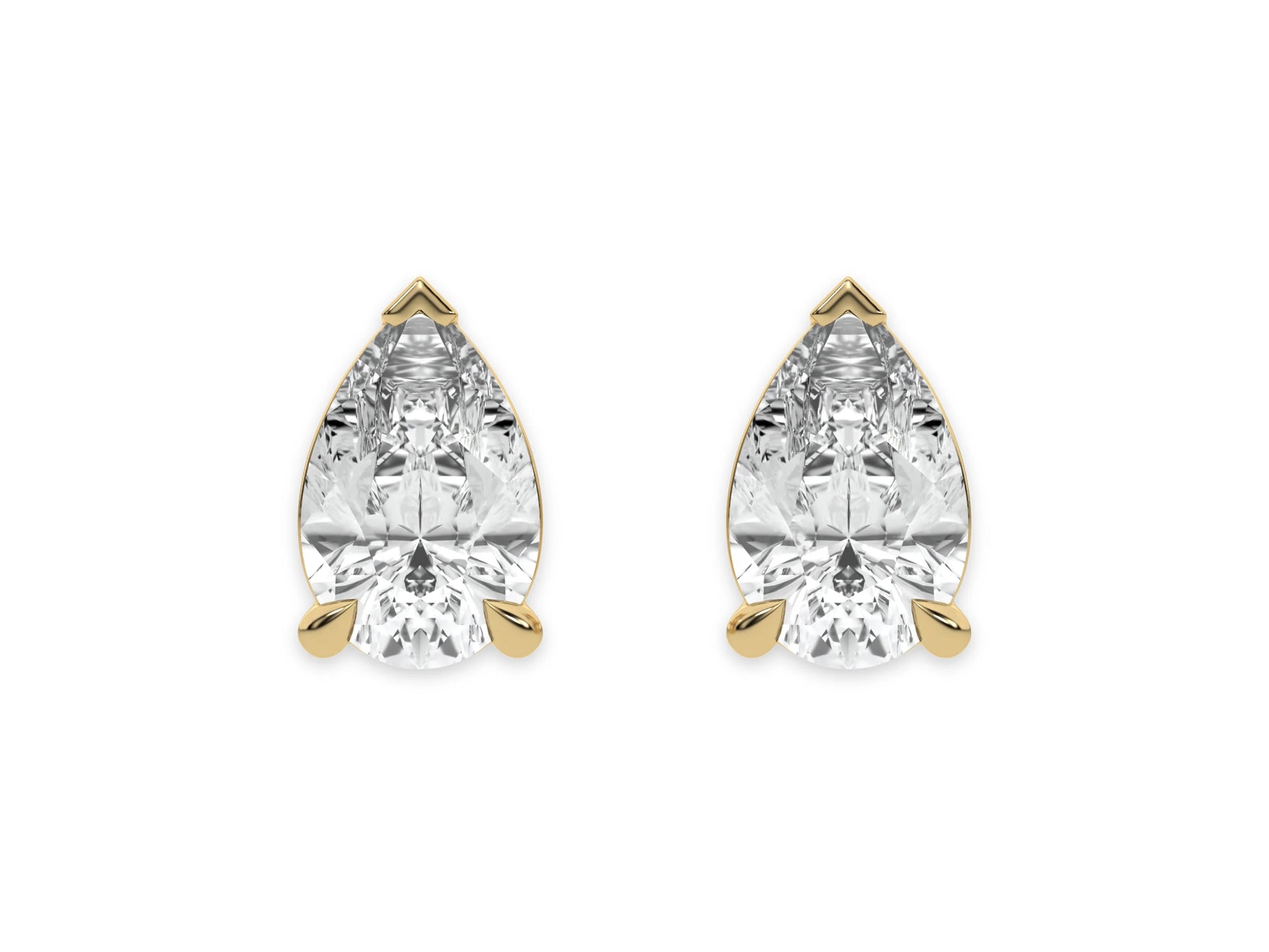 18k Yellow gold Pear Diamond Earrings set in a four prong setting