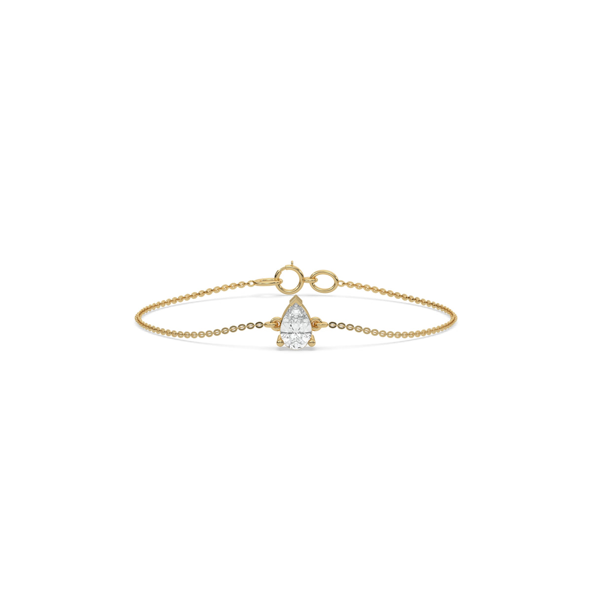 14K Yellow Gold Pear Solitaire Diamond Bracelet 
