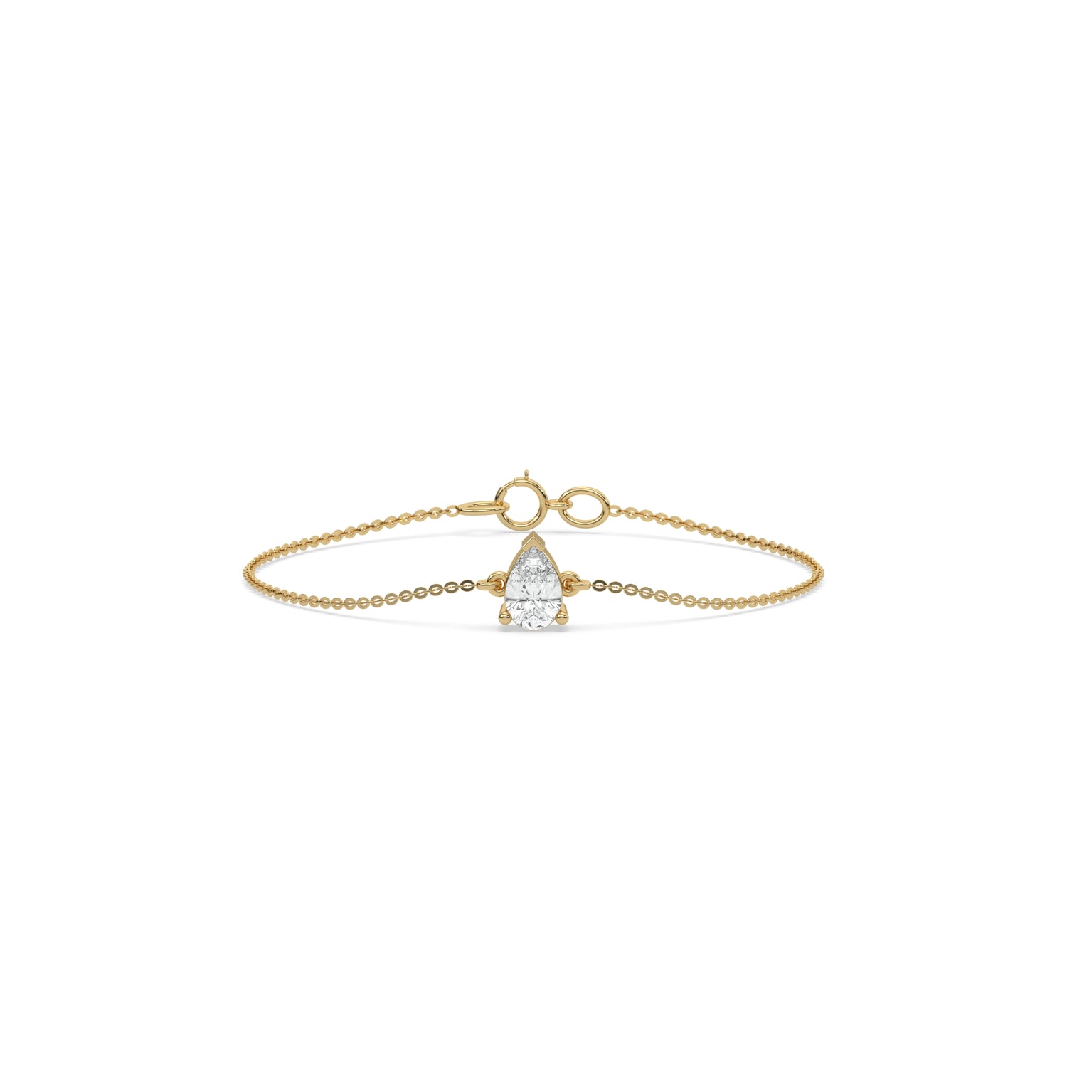 14K Yellow Gold Pear Solitaire Diamond Bracelet 