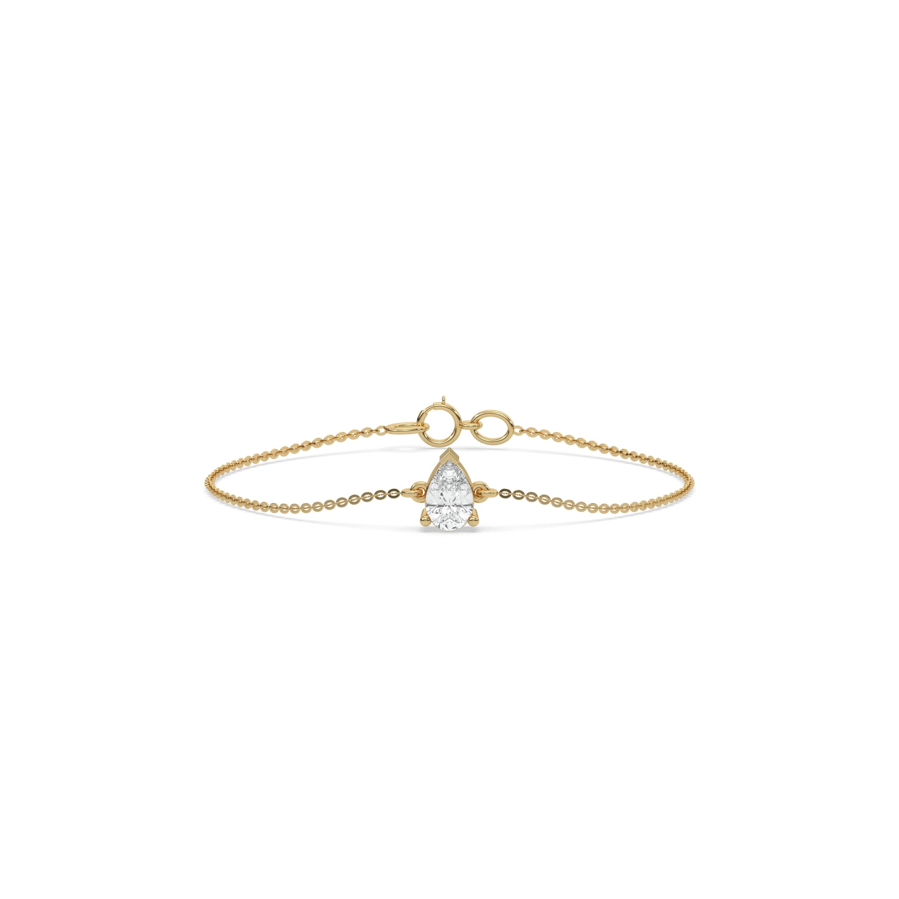 14K Yellow Gold Pear Solitaire Diamond Bracelet 