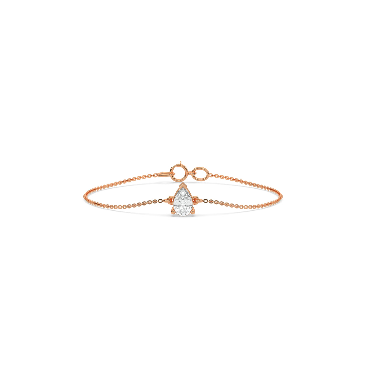 18K Rose Gold Pear Solitaire Diamond Bracelet 