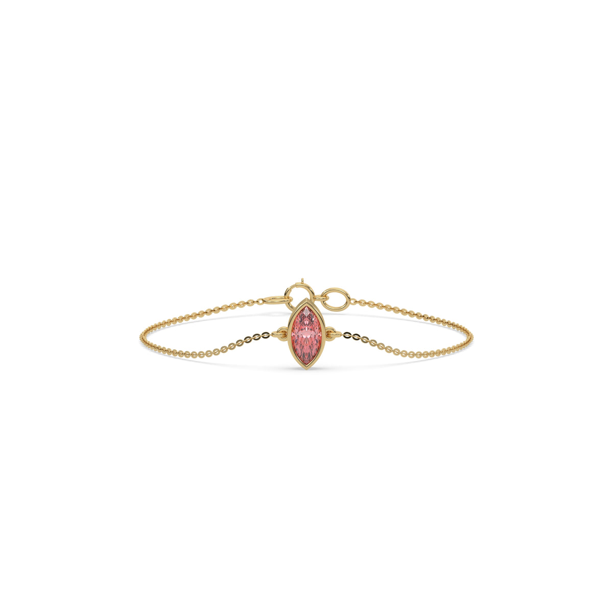 18K Yellow Gold Fancy Pink Marquise Diamond Bracelet