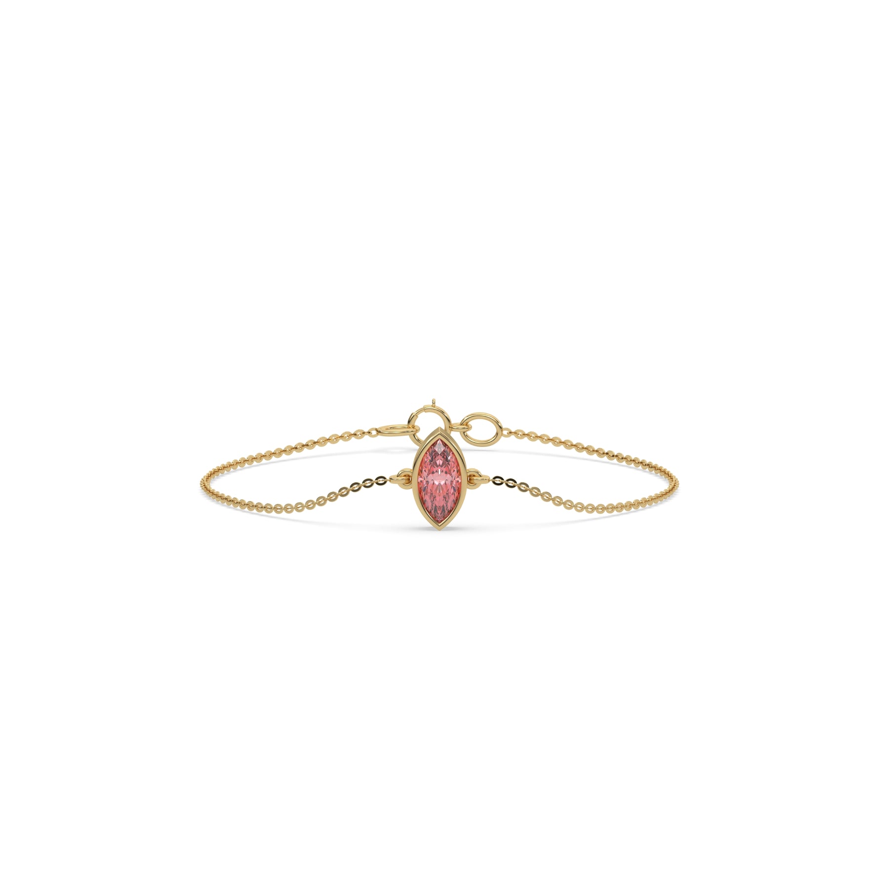 18K Yellow Gold Fancy Pink Marquise Diamond Bracelet