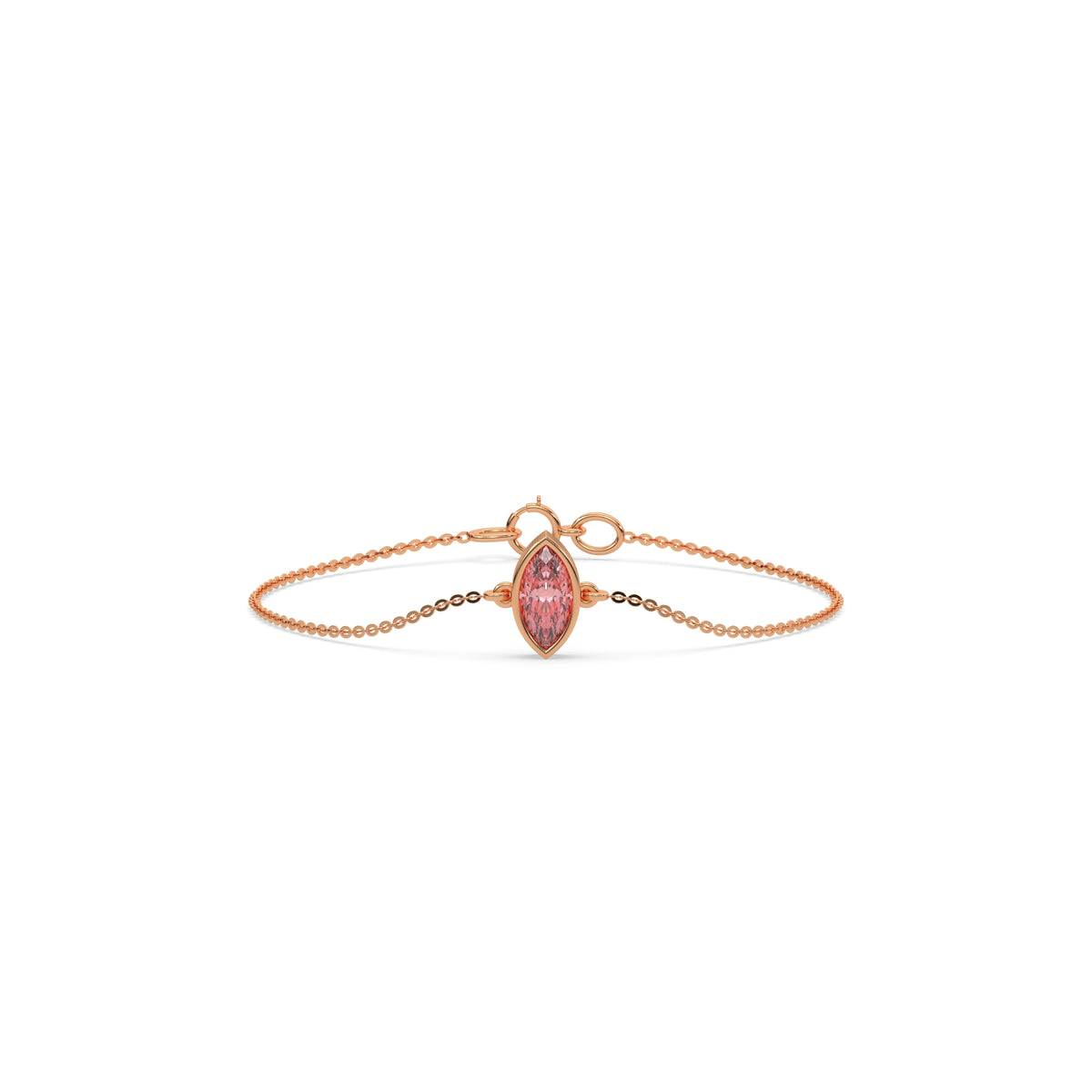 18K Rose Gold Fancy Pink Marquise Diamond Bracelet