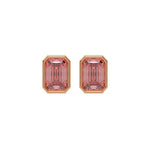 10K rose gold fancy pink emerald diamond solitaire earrings in bezel
