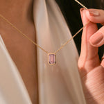 14K Yellow Gold Emerald Diamond Necklace